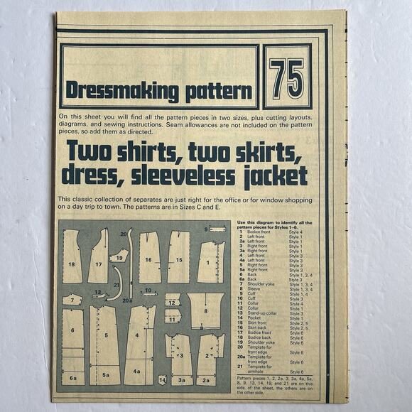 Vintage Designer Sewing Patterns Uncut Lot Of 3 Blouse Dress Jacket Skirt 70s - Picture 2 of 10